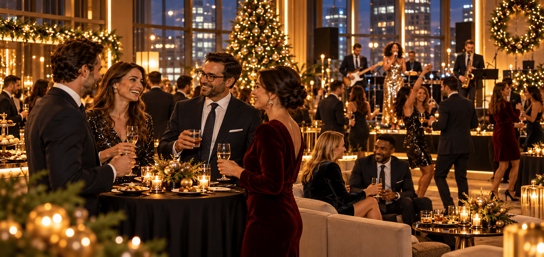 Elegant Christmas party with live music